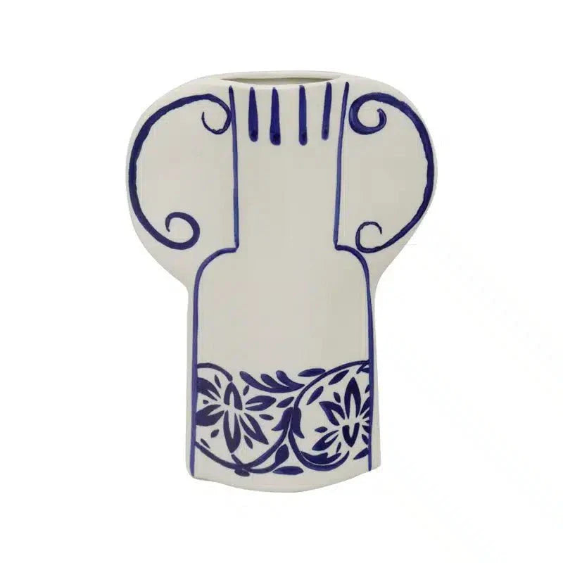 Bernice Ceramic Vase 28cm - White/Blue