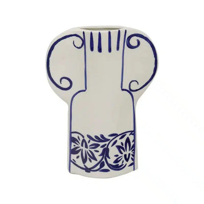 Bernice Ceramic Vase 28cm - White/Blue