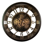 Black Bezel with Gold Gears Wall Clock