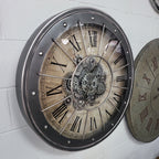 Black Bezel with Rivets Gears Wall Clock - Large