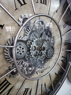 Black Bezel with Rivets Gears Wall Clock - Large