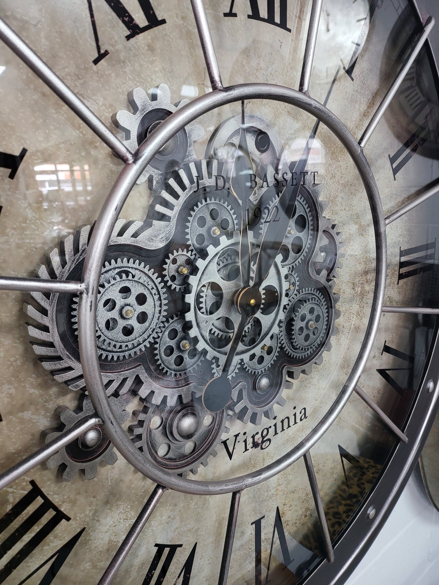Black Bezel with Rivets Gears Wall Clock - Large