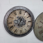 Black Bezel with Rivets Gears Wall Clock - Large