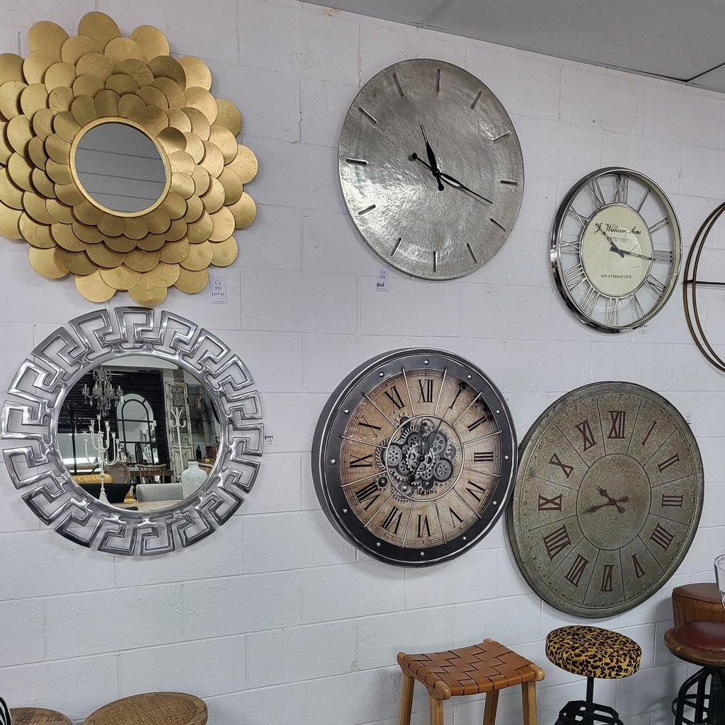 Black Bezel with Rivets Gears Wall Clock - Large