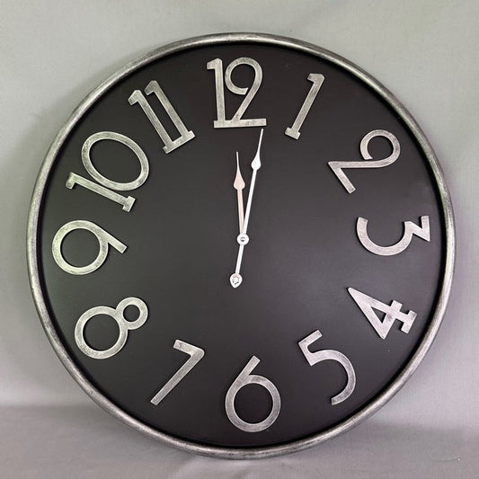 Black Clock Silver Number - 60Cm