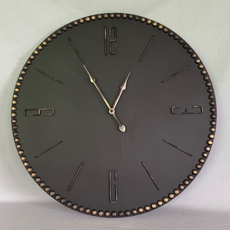 Black With Gold Number Clock - 60cm