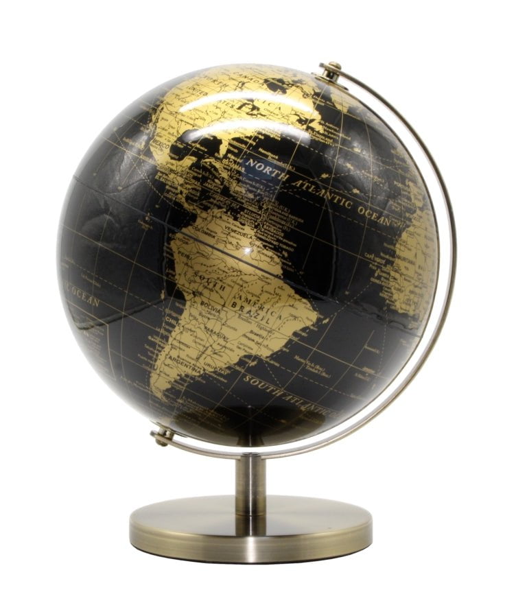 Black World Globe - 28cm