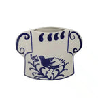 Blanche Ceramic Vase 18cm - White / Blue