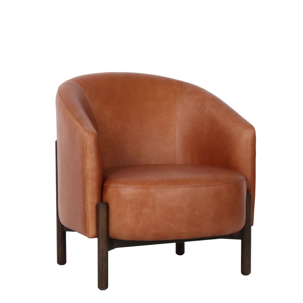 Bowie Rounded Leather Tub Armchair