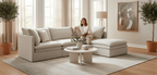 Calais 4 Pcs Slipcover Modular Sofa with Ottoman