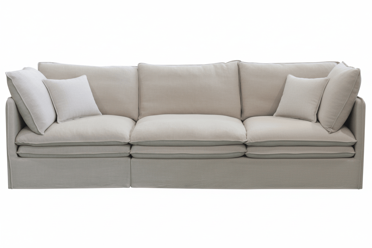 Calais 4 Pcs Slipcover Modular Sofa with Ottoman