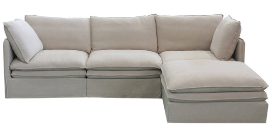 Calais 4 Pcs Slipcover Modular Sofa with Ottoman