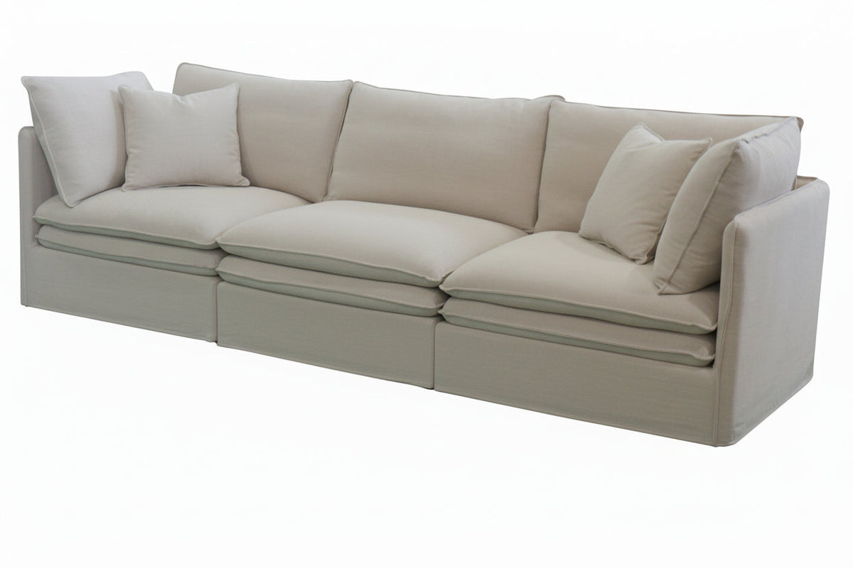 Calais 4 Pcs Slipcover Modular Sofa with Ottoman