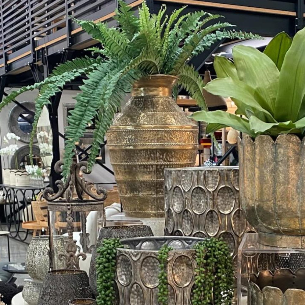 Calypso Hand Hammered Metal Urn - Gold