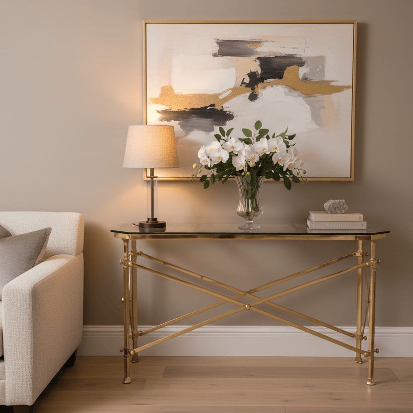 Campaign Console Table - Antique Brass at Online8 Furniture Auckland NZ