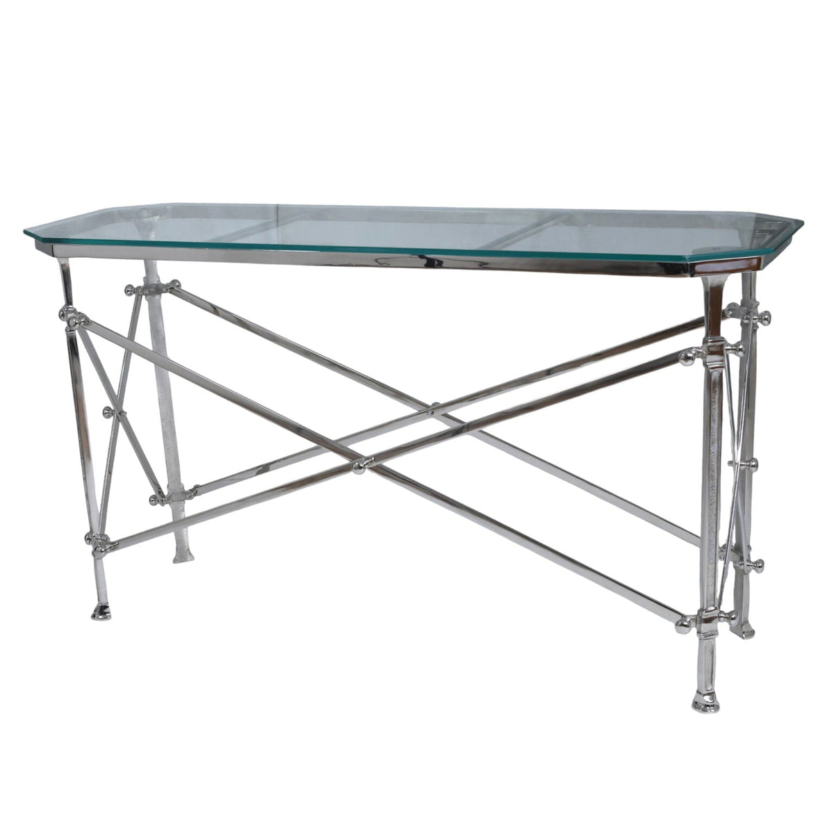 Campaign Console Table - Nickel at Online8 Furniture Auckland NZ