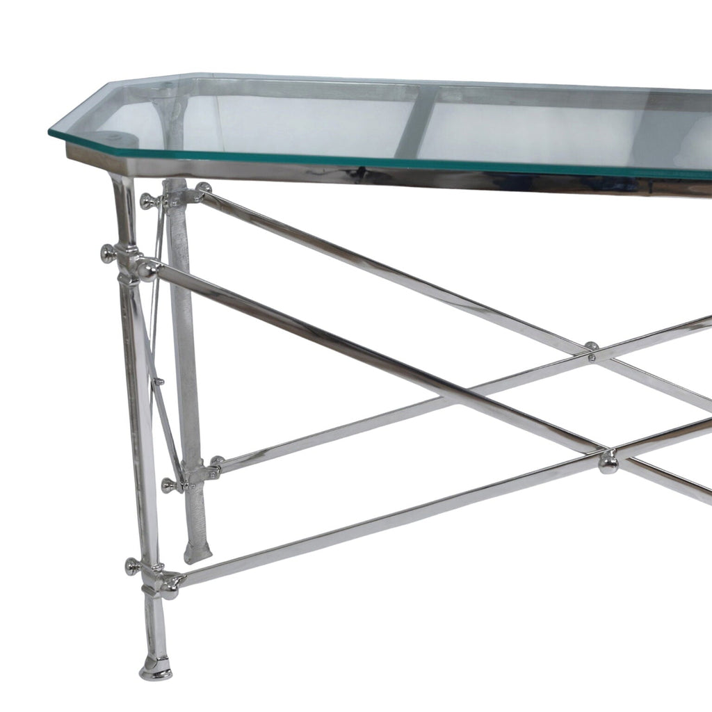 Campaign Console Table - Nickel at Online8 Furniture Auckland NZ