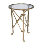Campaign Side Table Round — Antique Brass at Online8 Furniture Auckland NZ