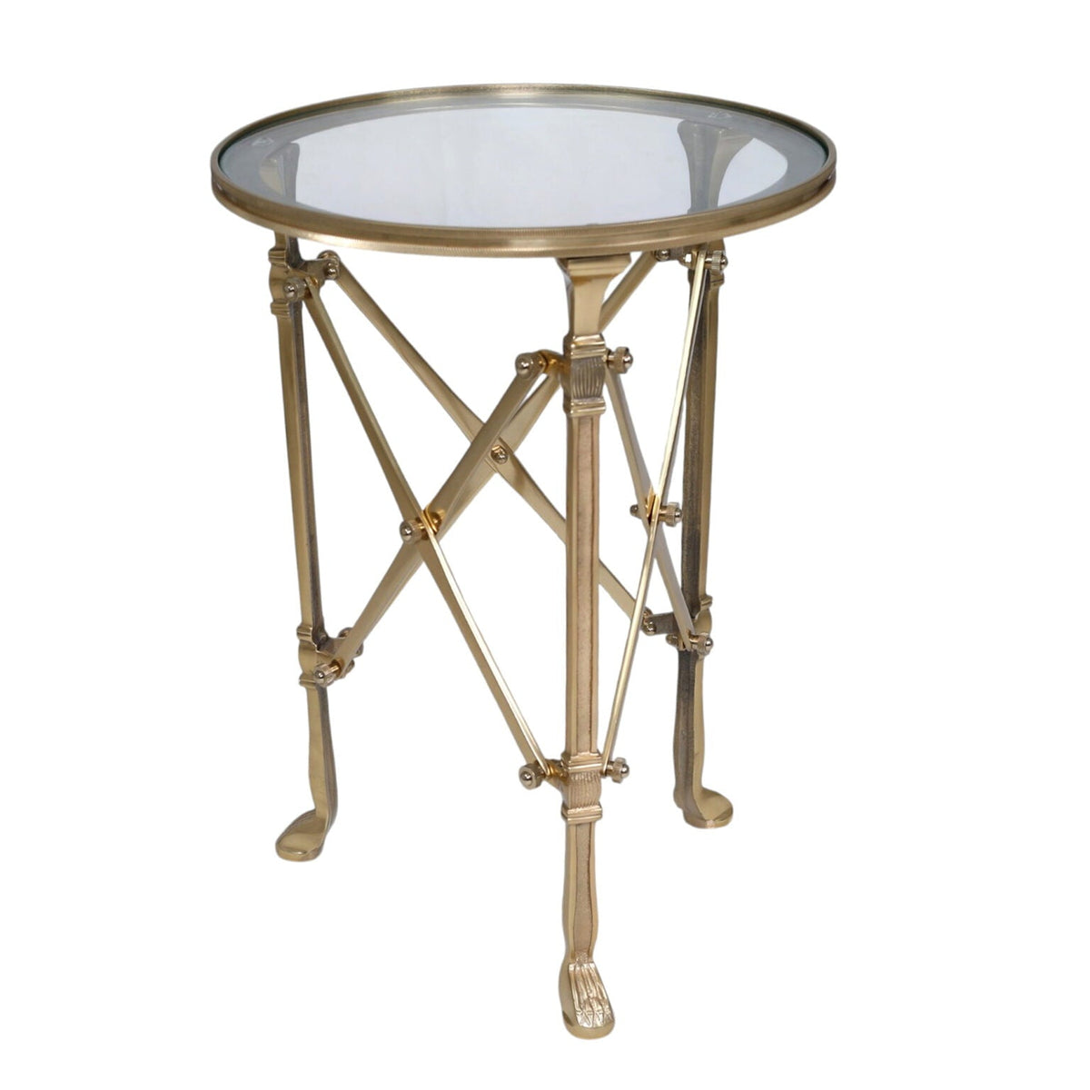 Campaign Side Table Round — Antique Brass at Online8 Furniture Auckland NZ