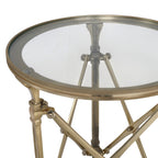 Campaign Side Table Round — Antique Brass at Online8 Furniture Auckland NZ