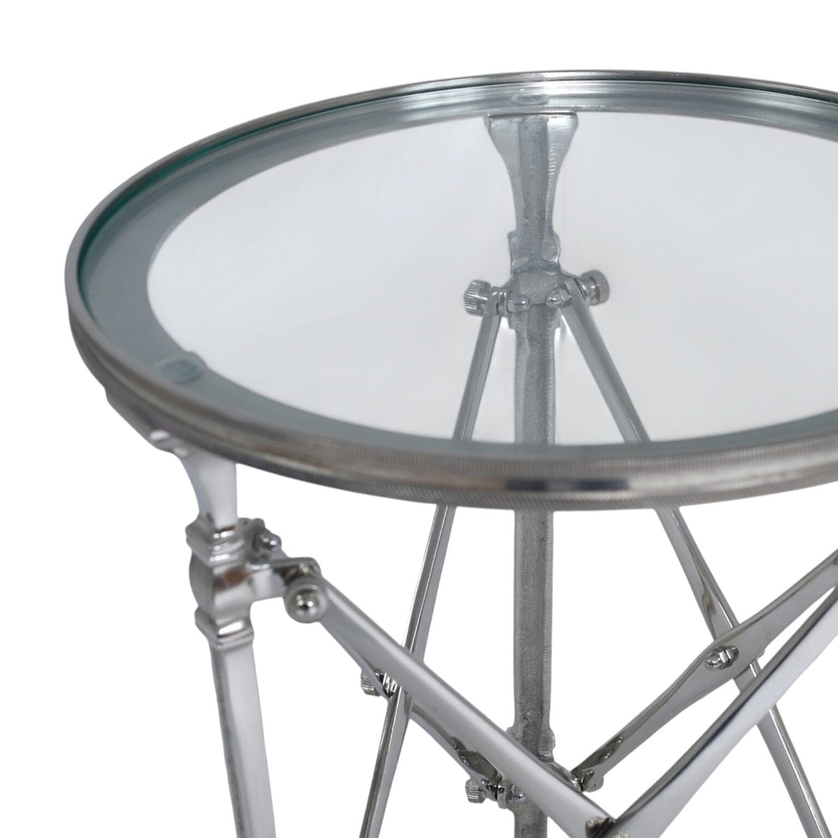 Campaign Side Table Round — Nickel at Online8 Furniture Auckland NZ