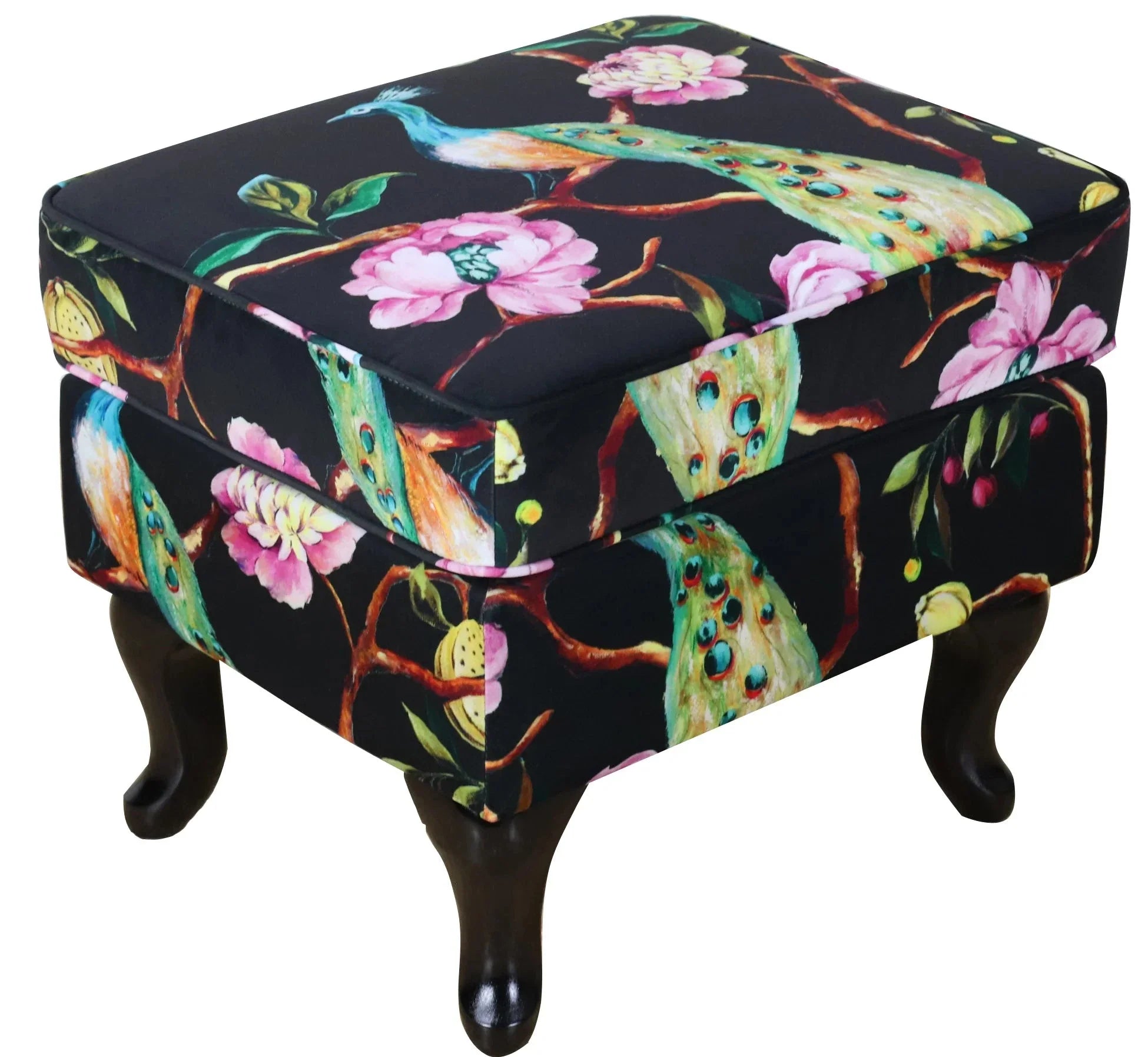 Castella Wingback Peacock Armchair with Ottoman