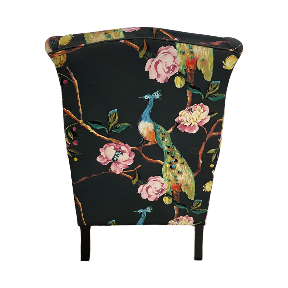 Castella Wingback Peacock Armchair with Ottoman