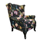 Castella Wingback Peacock Armchair with Ottoman