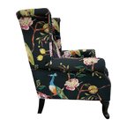Castella Wingback Peacock Armchair with Ottoman