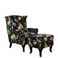 Castella Wingback Peacock Armchair with Ottoman