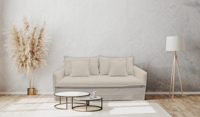 Salt & Pepper Chantilly 2 Seater with removable slipcover and foam seats topped with feather