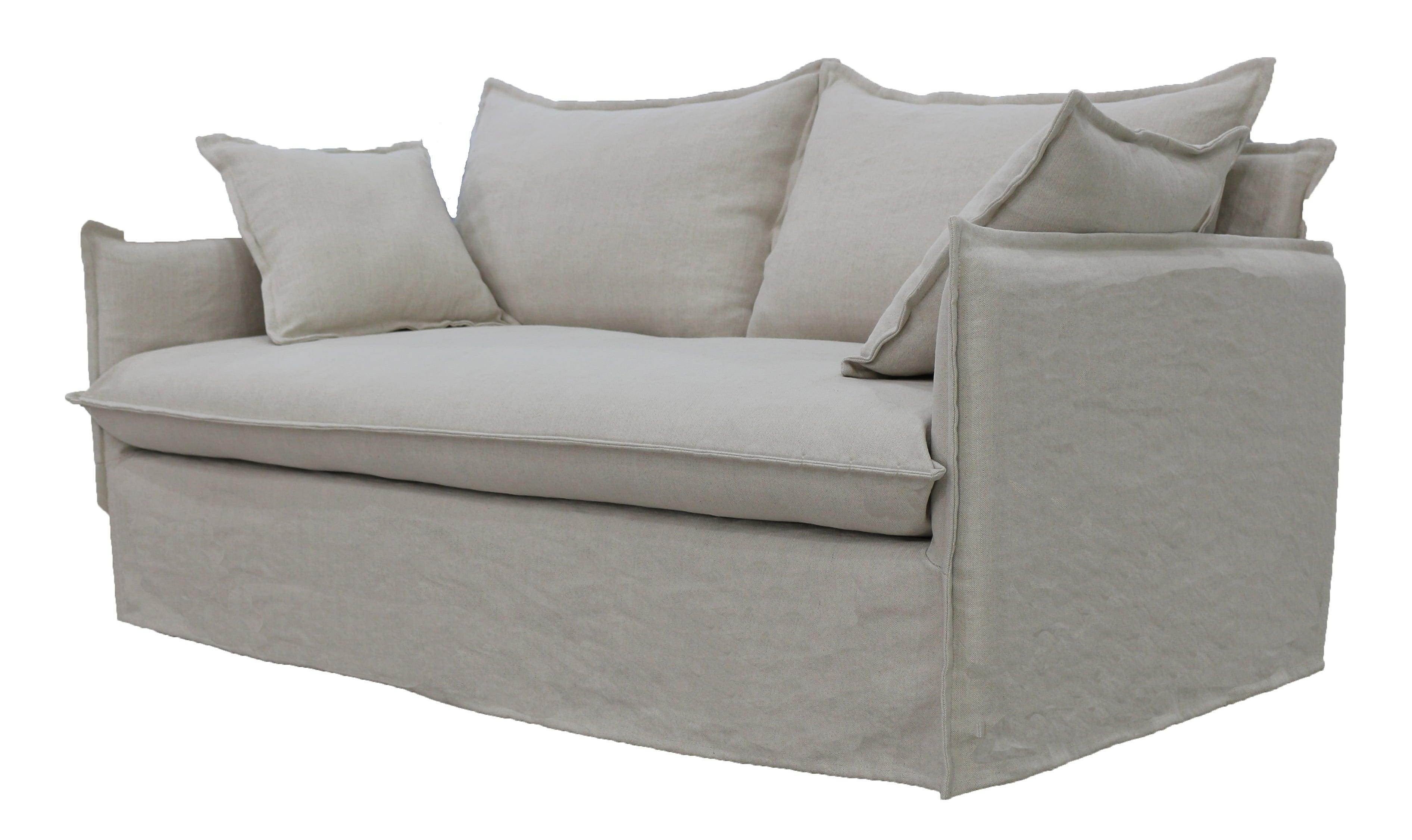 Salt & Pepper Chantilly 2 Seater Slipcover Sofa measuring 172 x 94 x 90cm with medium-firm foam and feather seats