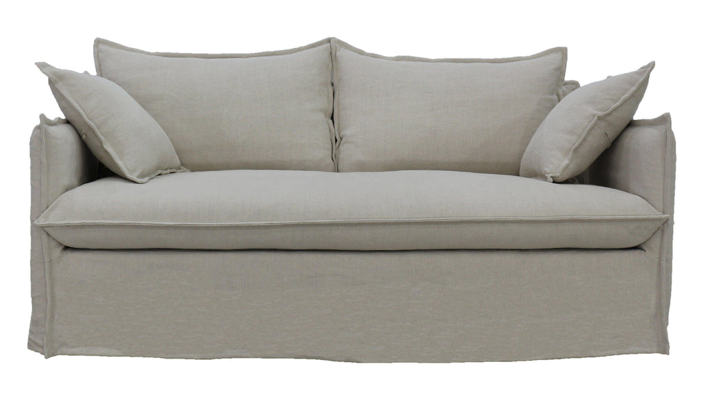 Chantilly 2 Seater Slipcover Sofa in Salt & Pepper polyester-linen on a pine and plywood frame
