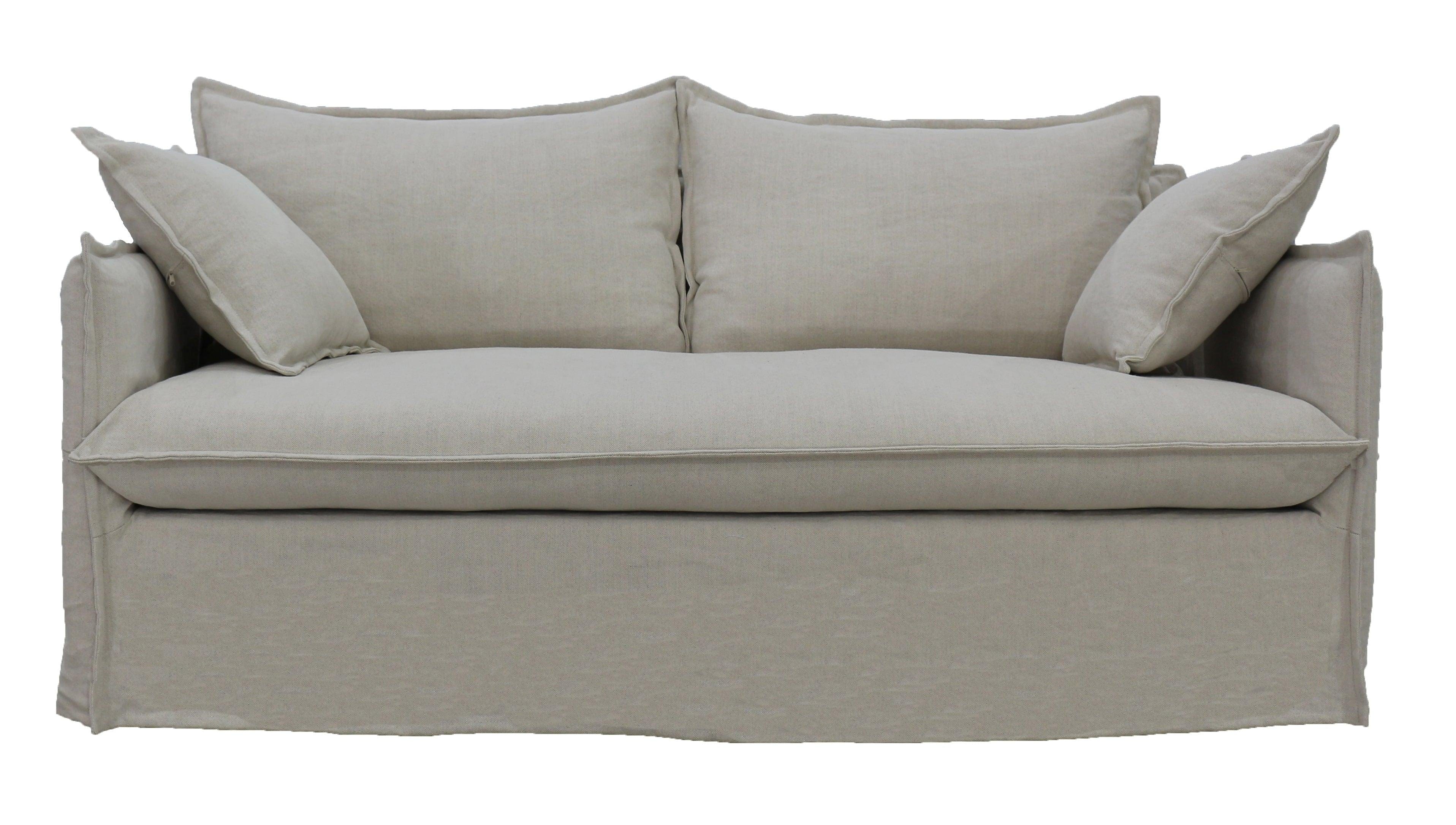 Chantilly 2 Seater Slipcover Sofa in Salt & Pepper polyester-linen on a pine and plywood frame