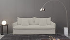 Chantilly 3 Seater Slipcover Sofa in textured Salt & Pepper with soft feather back pillows