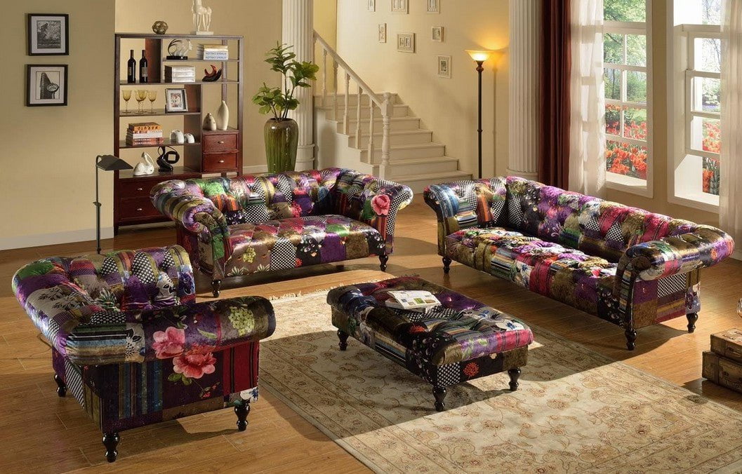 Chesterfield Patchwork Ottoman with Storage