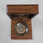 Clock & Compass in a Wooden Box