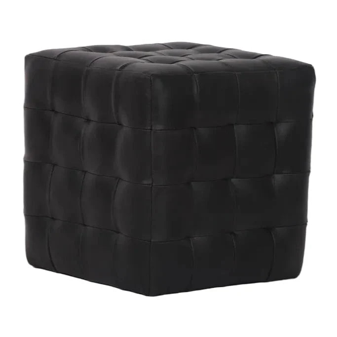Cube Tufted Leather Ottoman