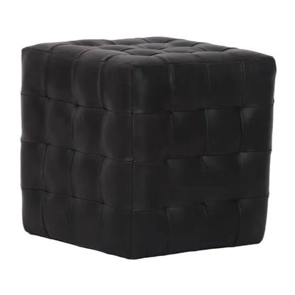 Cube Tufted Leather Ottoman