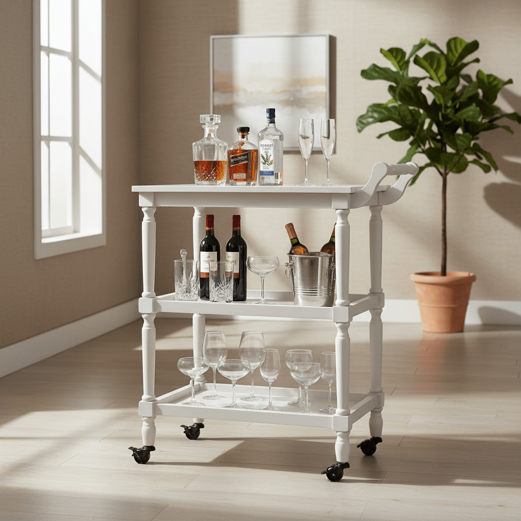 Cyrus Bar Cart - Pearl White
