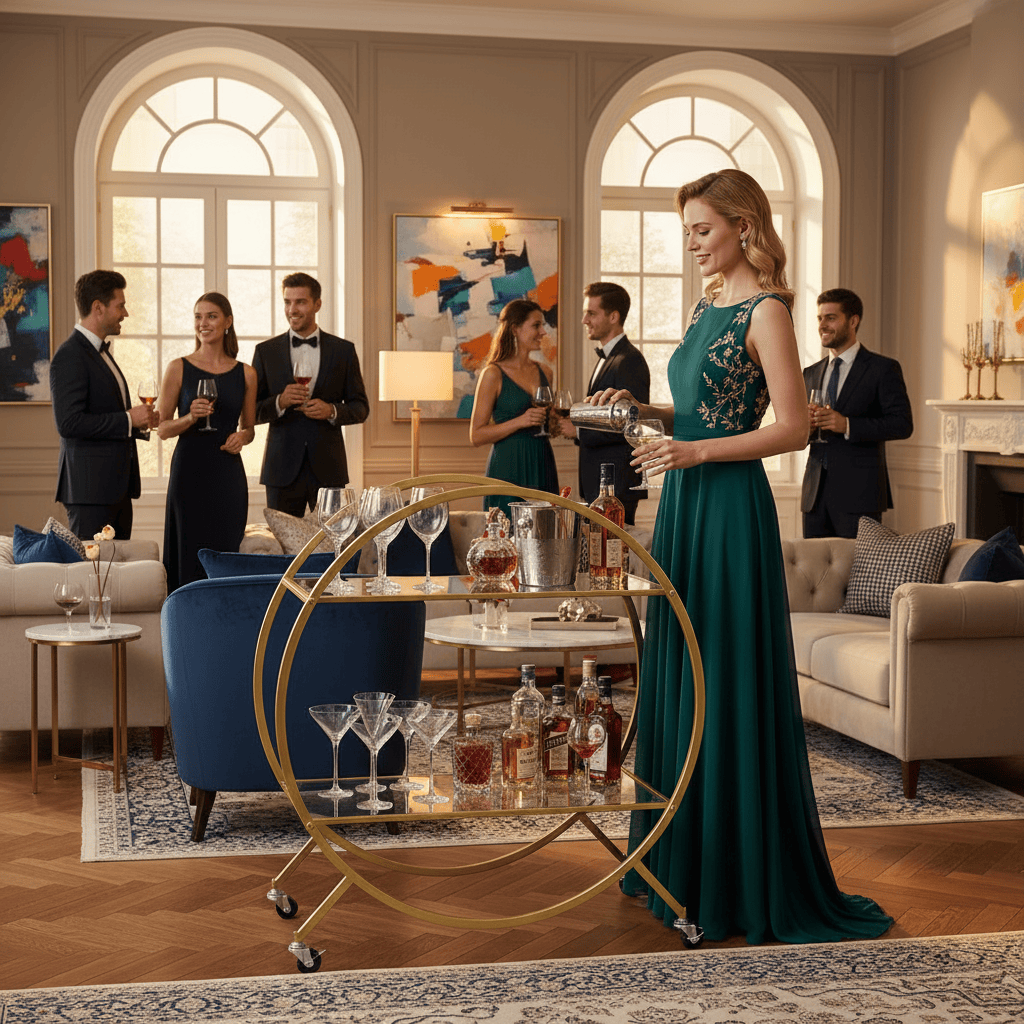 Delilah 2 Tier Bar Cart - Gold