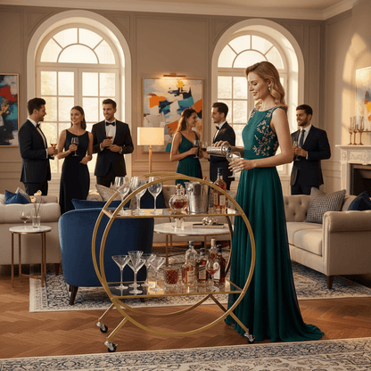 Delilah 2 Tier Bar Cart - Gold