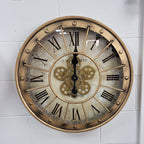 Distressed Copper Wall Clock with Gears