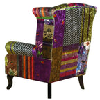 Franklin Patchwork Wingback Armchair with Ottoman
