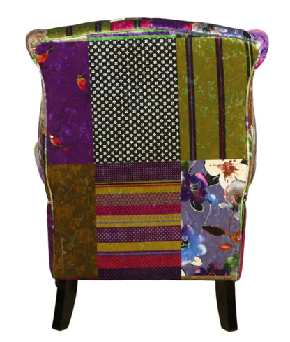 Franklin Patchwork Wingback Armchair with Ottoman