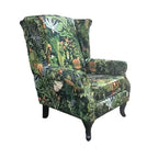 Franklin Wingback Patchwork Armchair - Green Forest