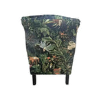 Franklin Wingback Patchwork Armchair with Ottoman- Green Forest