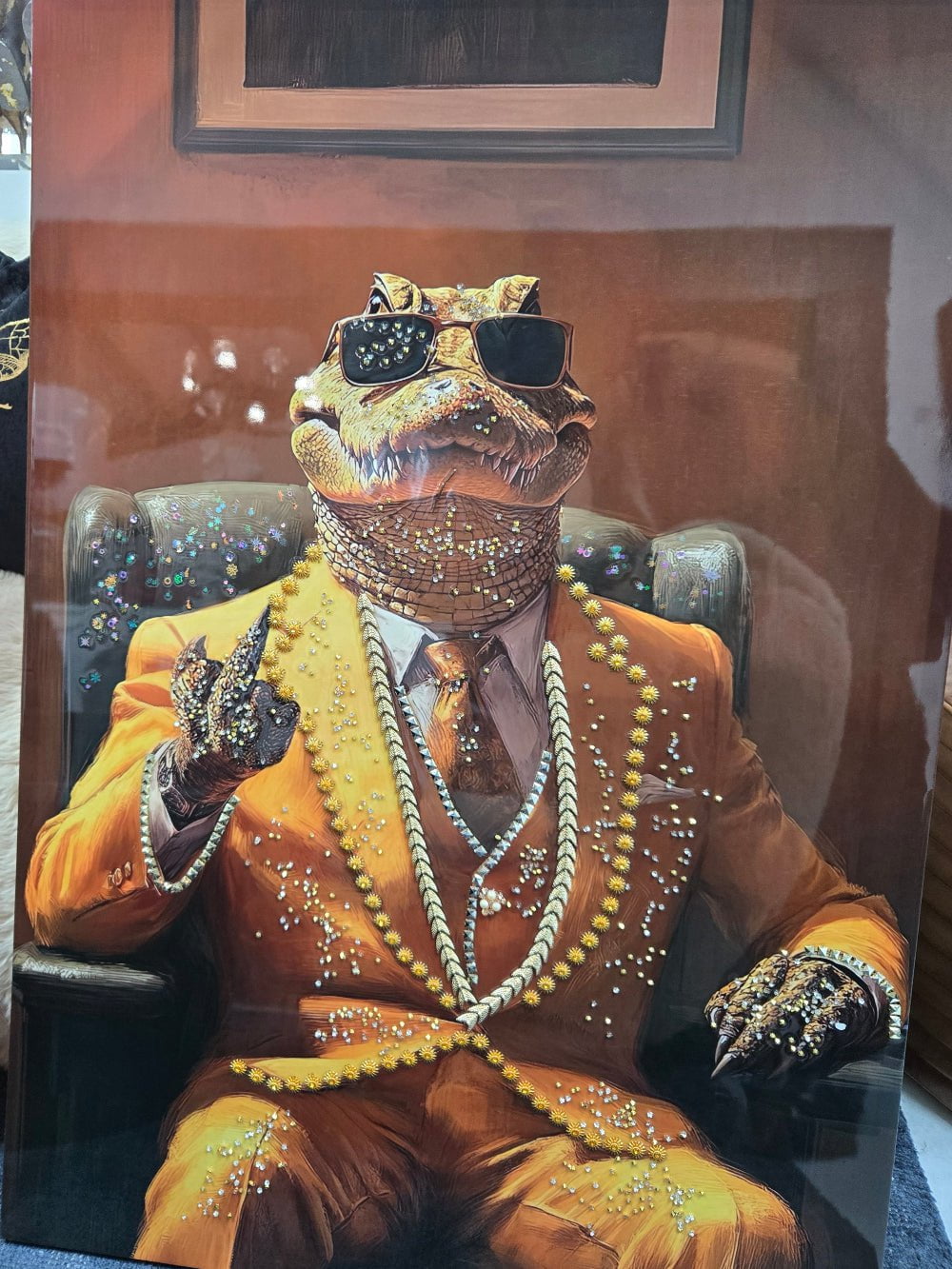 Gangster Crocodile Framed Canvas Wall Art