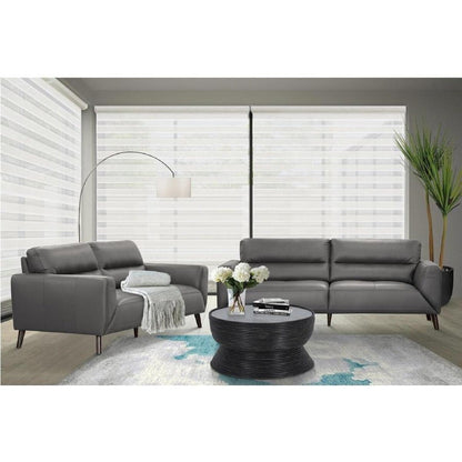 Georgia Leather 2 Seater Sofa - Gun Metal