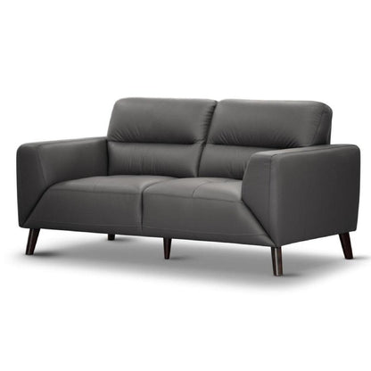 Georgia Leather 2 Seater Sofa - Gun Metal